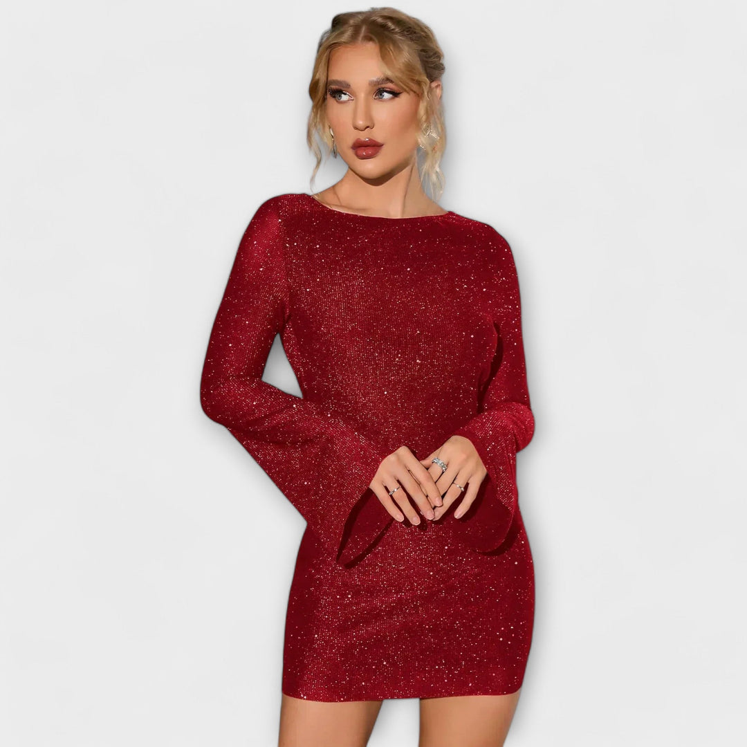 Rückenfreies kleid mit langen Ärmeln