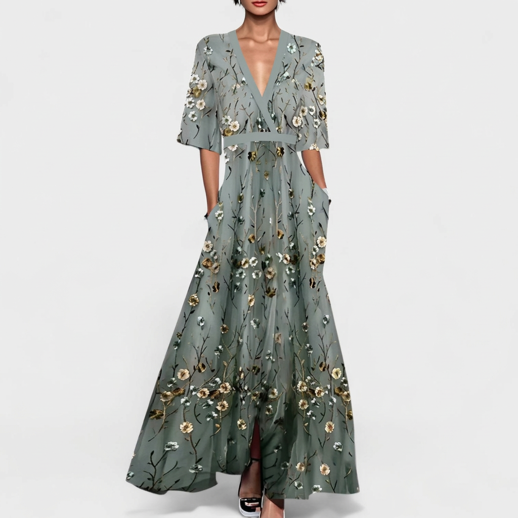 Rute - Elegantes maxikleid mit floralem Muster