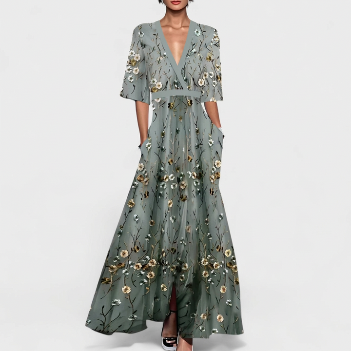Rute - Elegantes maxikleid mit floralem Muster