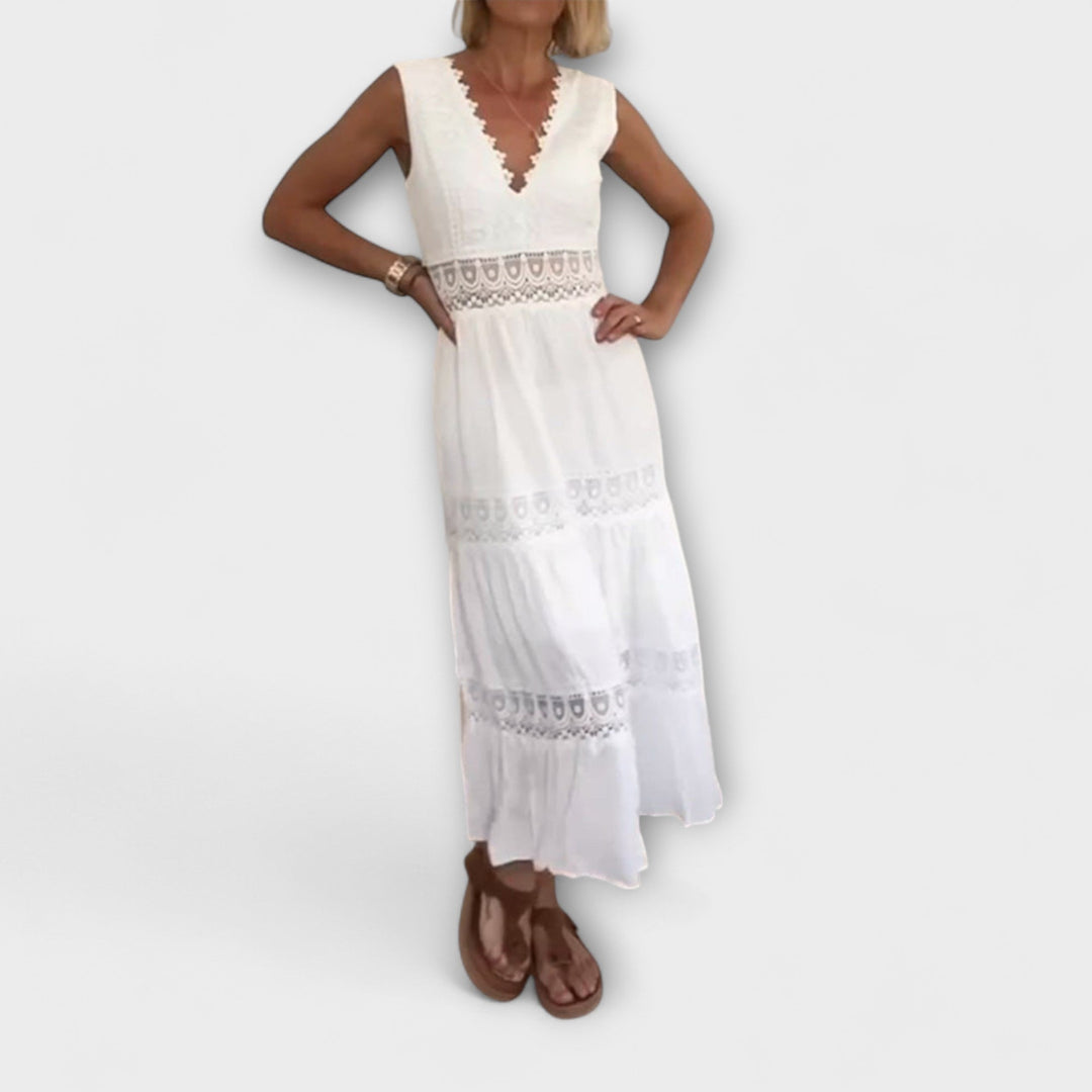 Ninfea  Ärmelloses Boho-Midikleid mit Spitzenakzenten