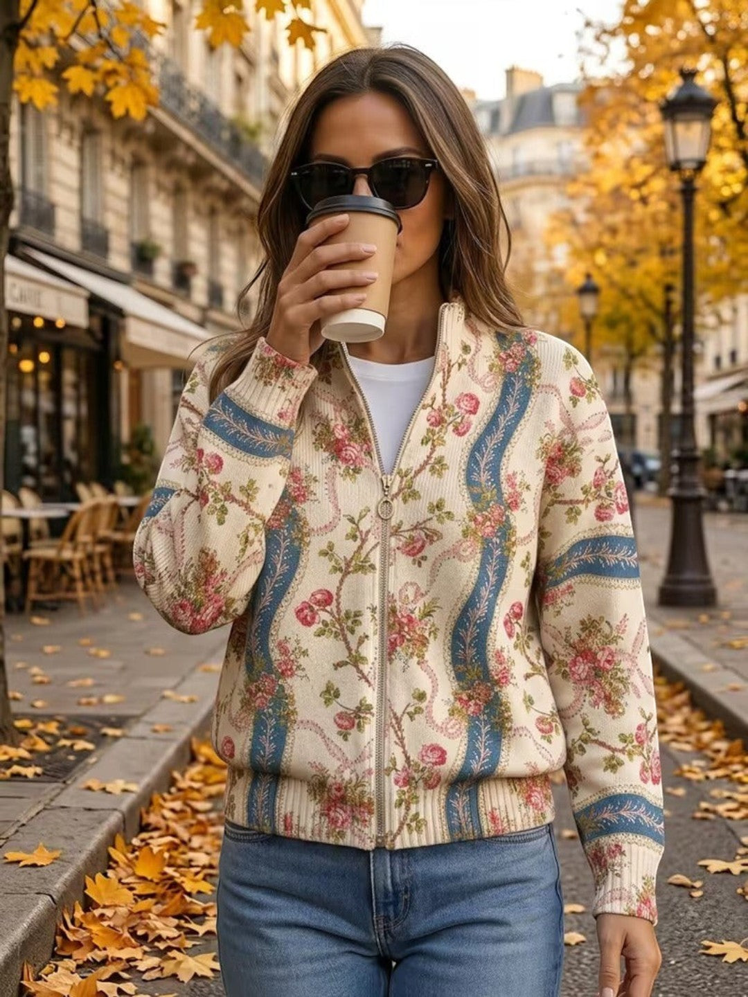 Alicia | Strickjacke mit Rosenranken-Muster