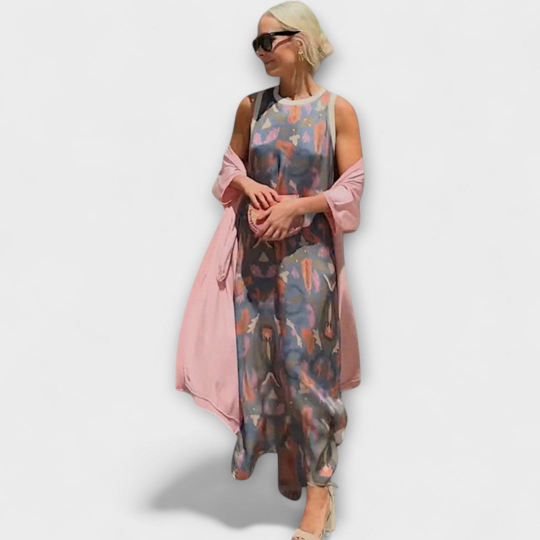 Elveria – Maxikleid mit passendem Cardigan