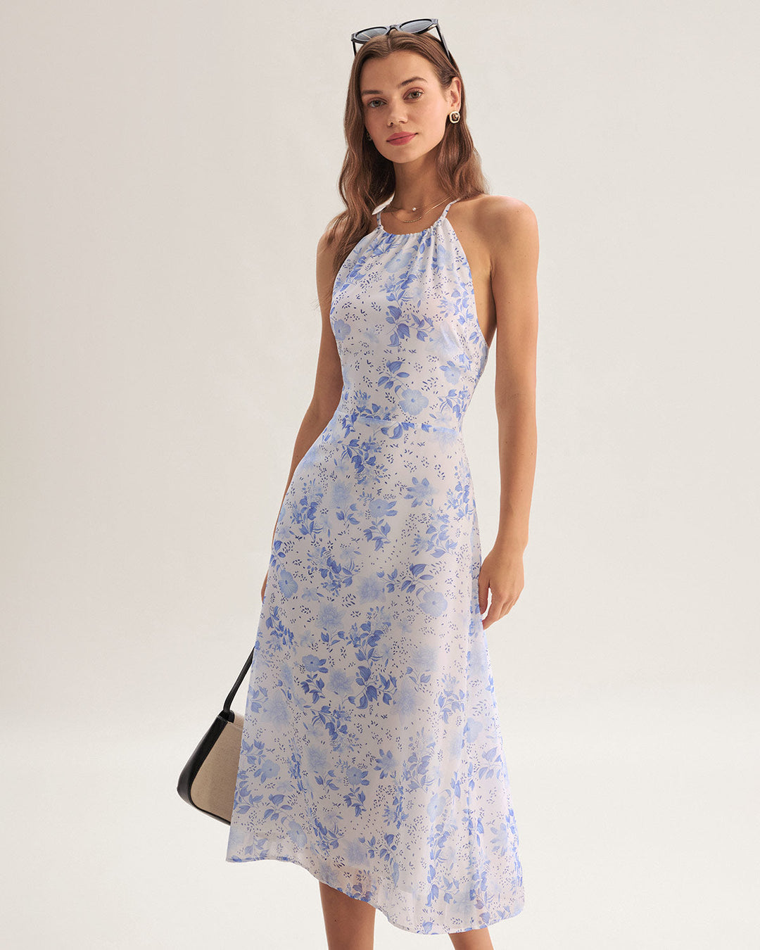 Clarice - Midi Kleid Blau Floral