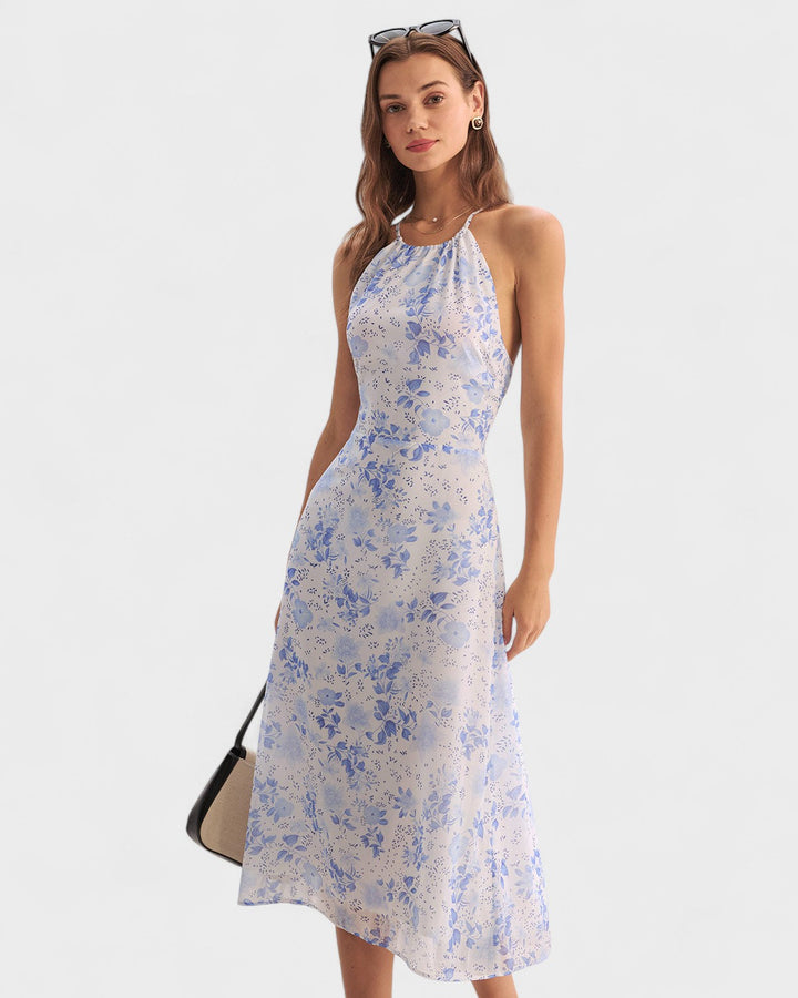 Clarice - Midi Kleid Blau Floral