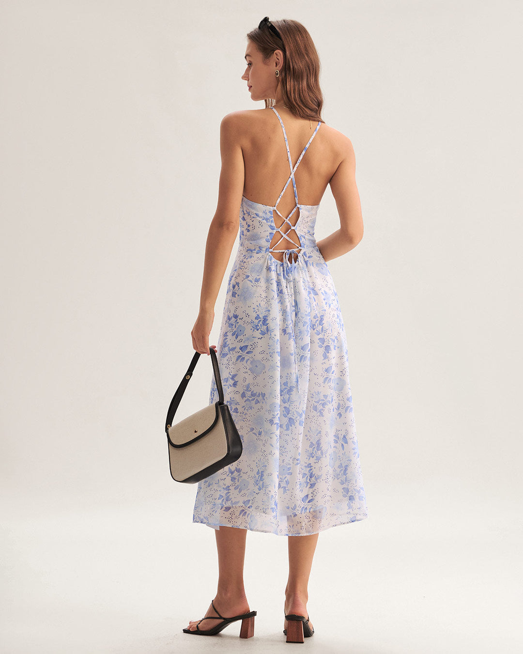 Clarice - Midi Kleid Blau Floral