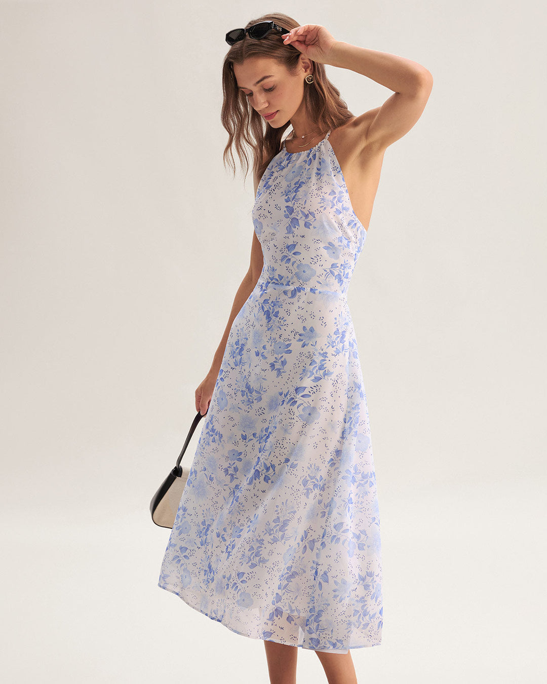 Clarice - Midi Kleid Blau Floral